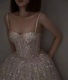 Niulatu A Line Sequin Long Prom Dress Evening Dresses SD1532
