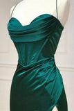 Niulatu Spaghetti Straps Corset Satin Prom Dress with Split SD1533