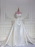 Niulatu White Wedding Dresses With Train Mermaid Bridal Gowns SD1534