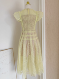 Niulatu A line Scoop Yellow Short Sleeves Lace Vacation Dress Women Dresses SD153