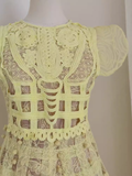 Niulatu A line Scoop Yellow Short Sleeves Lace Vacation Dress Women Dresses SD153