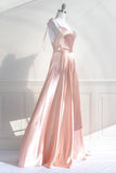 Niulatu Line Pink Long Prom Dresses Formal Graduation Party Dress Evening Dress SD1545