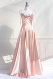 Niulatu Line Pink Long Prom Dresses Formal Graduation Party Dress Evening Dress SD1545