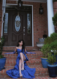 Niulatu Sheath Royal Blue Long Prom Dresses Formal Graduation Party Dress Evening Dress SD1546