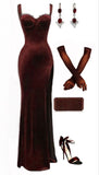 Niulatu Sheath Burgundy Long Prom Dresses Formal Graduation Party Dress Evening Dress SD1547