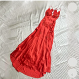 Niulatu Mermaid Spaghetti Straps Satin Backless Long Evening Dress Prom Dresses SD1550