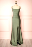 Niulatu Sheath Olive Green Backless Long Prom Dresses Formal Graduation Party Dress Evening Dress SD1552