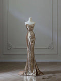 Niulatu Mermaid Sequin Long Prom Dresses Formal Graduation Party Dress Evening Dress SD1557
