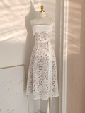 Niulatu A line Spaghetti Straps Champagne Lace Vacation Dress Women Dresses SD155