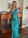 Niulatu Sexy V-neck Sleeveless Mermaid Satin Evening Prom Dresses SD1565