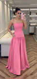 Niulatu Sweetheart Sleeveless A-line Satin Long Evening Prom Dresses SD1567