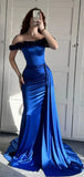 Niulatu Off-shoulder Sleeveless Mermaid Satin Evening Prom Dresses SD1569