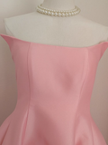 Niulatu A line Strapless Pink Vacation Dress Satin Women Dresses SD157