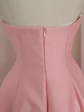 Niulatu A line Strapless Pink Vacation Dress Satin Women Dresses SD157