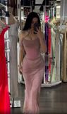 Niulatu Off-shoulder Sleeveless Mermaid Satin Long Evening Prom Dresses SD1582