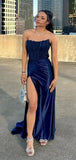 Niulatu Sweetheart Sleeveless Mermaid Satin Long Prom Dresses For Party SD1583