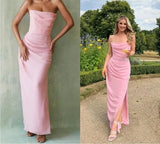 Niulatu Sweetheart Sleeveless Mermaid Satin Long Evening Prom Dresses SD1587
