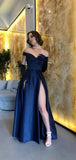Niulatu Off-shoulder Sleeveless Mermaid Satin Evening Prom Dresses SD1588