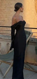 Niulatu Off-shoulder Sleeveless Mermaid Satin Evening Prom Dresses SD1589