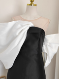 Niulatu Sheath Strapless Black Vacation Dress Satin Women Dresses SD158