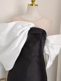 Niulatu Sheath Strapless Black Vacation Dress Satin Women Dresses SD158
