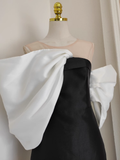 Niulatu Sheath Strapless Black Vacation Dress Satin Women Dresses SD158