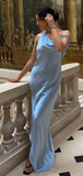 Niulatu One-shoulder Sleeveless Mermaid Satin Evening Prom Dresses SD1591