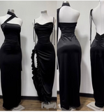 Niulatu Mermaid Sleeveless Floor Length Backless Evening Dress Black Prom Dresses SD1598