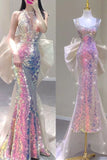 Niulatu Mermaid Straps Floor Length Sequin Evening Dress Prom Dresses SD1599