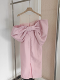 Niulatu Sheath Strapless Pink Vacation Dress Satin Women Dresses SD159