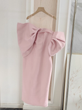 Niulatu Sheath Strapless Pink Vacation Dress Satin Women Dresses SD159