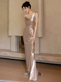 Niulatu Mermaid Sequin Backless Floor Length Evening Dress Prom Dresses SD1610