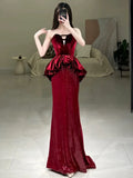 Niulatu Mermaid Sweetheart Red Floor Length Evening Dress Prom Dresses SD1612