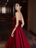 Niulatu Mermaid Sweetheart Burgundy Floor Length Evening Dress Sequin Prom Dresses SD1617
