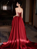 Niulatu Mermaid Sweetheart Burgundy Floor Length Evening Dress Sequin Prom Dresses SD1617