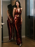 Niulatu Mermaid V Neckline Burgundy Floor Length Evening Dress Sequin Prom Dresses SD1619