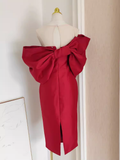 Niulatu Sheath Strapless Red Vacation Dress Satin Women Dresses SD161