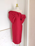 Niulatu Sheath Strapless Red Vacation Dress Satin Women Dresses SD161