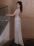 Niulatu Sheath Off The Shoulder Sequin Slit Floor Length Evening Dress Prom Dresses SD1626