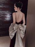 Niulatu Mermaid Spaghetti Straps Burgundy Velvet Long Evening Dress Prom Dresses SD1635