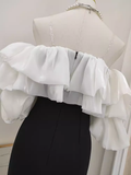 Niulatu Sheath Off The Shoulder Black Vacation Dress Satin Women Dresses SD163