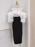 Niulatu Sheath Off The Shoulder Black Vacation Dress Satin Women Dresses SD163