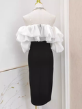 Niulatu Sheath Off The Shoulder Black Vacation Dress Satin Women Dresses SD163