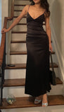 Niulatu Mermaid Spaghetti Straps Ankle Length Black Evening Dress Prom Dresses SD1641