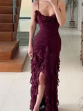 Niulatu Mermaid Spaghetti Straps Ankle Length Chiffon Evening Dress Prom Dresses SD1642