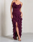Niulatu Mermaid Spaghetti Straps Ankle Length Chiffon Evening Dress Prom Dresses SD1642