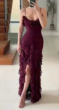 Niulatu Mermaid Spaghetti Straps Ankle Length Chiffon Evening Dress Prom Dresses SD1642
