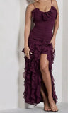 Niulatu Mermaid Spaghetti Straps Ankle Length Chiffon Evening Dress Prom Dresses SD1642
