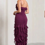 Niulatu Mermaid Spaghetti Straps Ankle Length Chiffon Evening Dress Prom Dresses SD1642