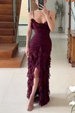 Niulatu Mermaid Spaghetti Straps Ankle Length Chiffon Evening Dress Prom Dresses SD1642